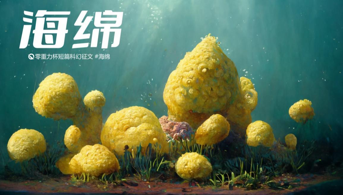 海报由AI（Midjourney）绘制 | Prompts: Sponge under sea