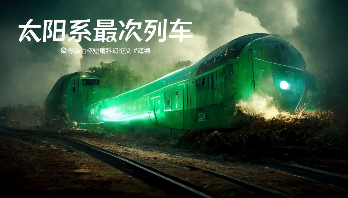 海报由AI（Midjourney）绘制 | Prompts: a green train fell to earth