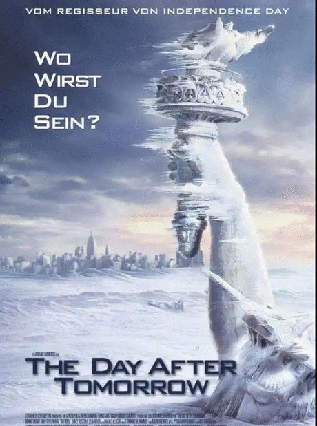 图为电影《后天》的海报，始映于2004年，是一部非常经典的灾难类电影